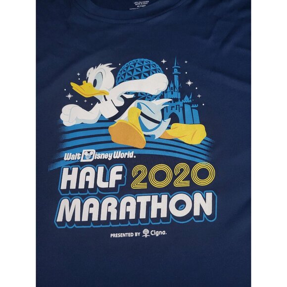 RUN DISNEY Half Marathan 2020 Donald Duck WDW Long Sleeve Blue Shirt SZ XL - Picture 5 of 7